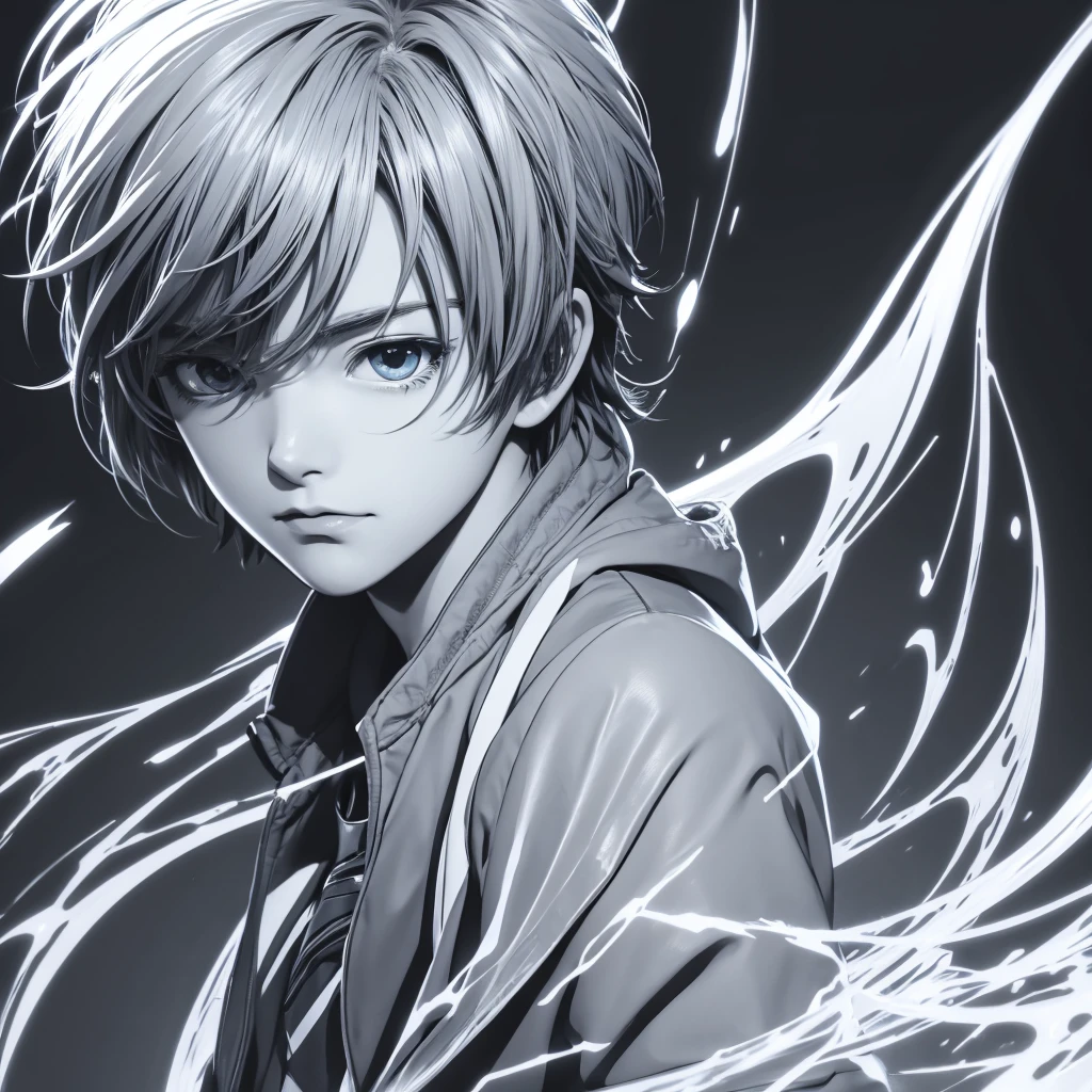 anime, 8K, high quality, One boy, alone, Line art, surprised