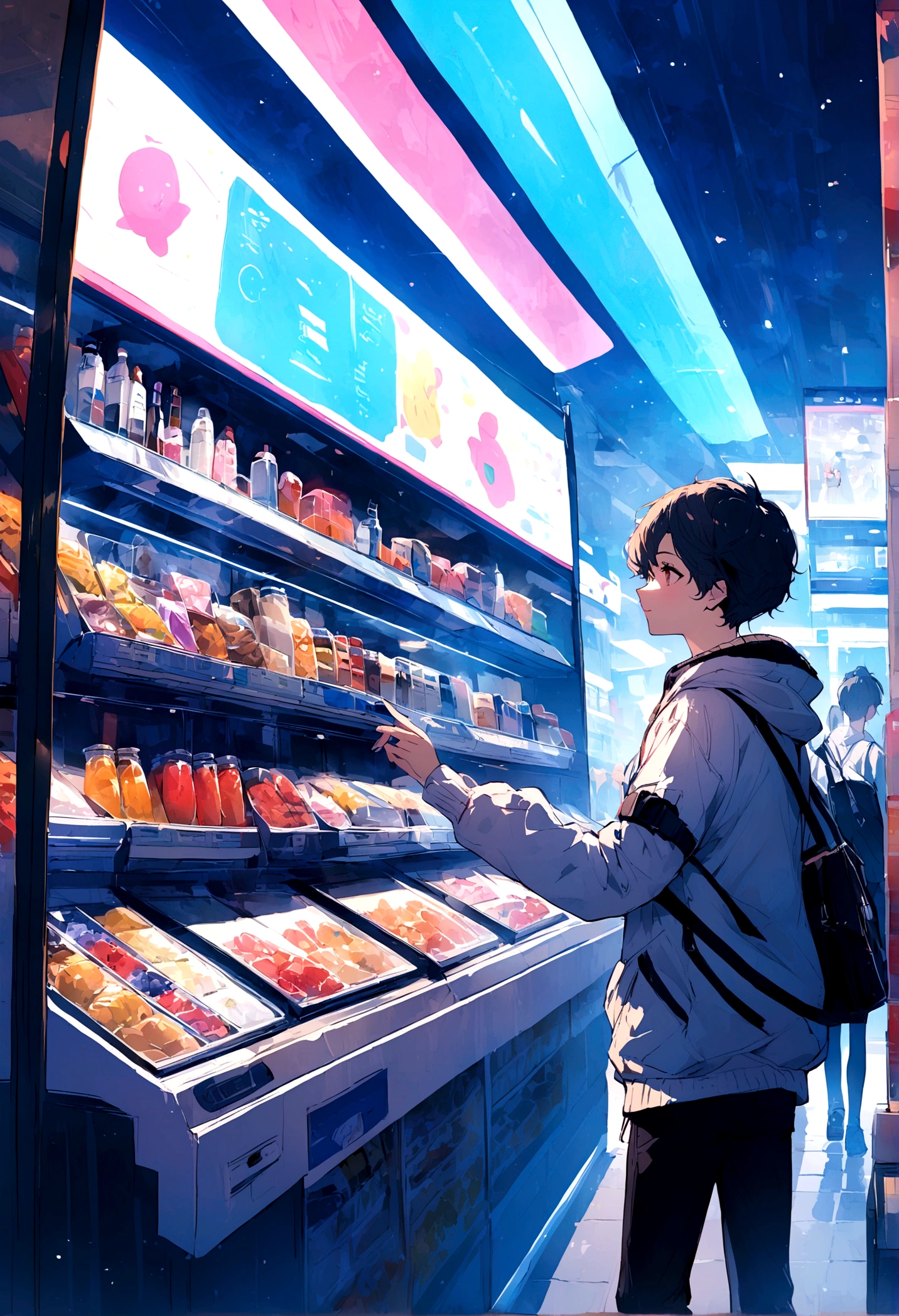 man shopping at kiosk