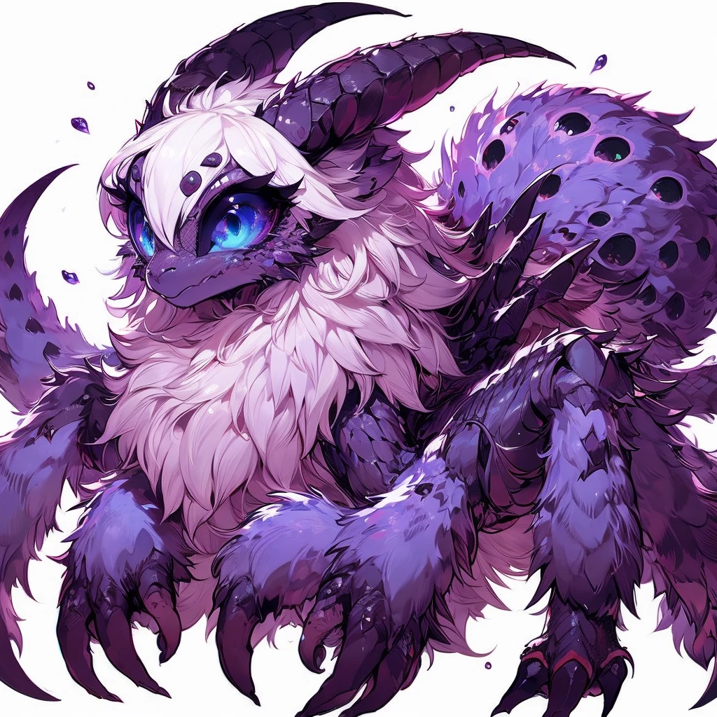 Female Dragon.spider element. Furry woman. Compound eye. Anime style.
