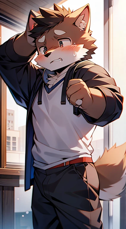One Man、Hairy man、canid、Shota、Adorable、Show while crying