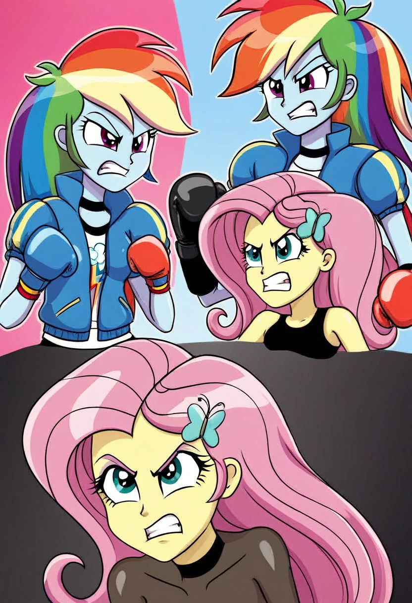 Eqg rainbow dash  bodystocking  boxing angry fluttershy 