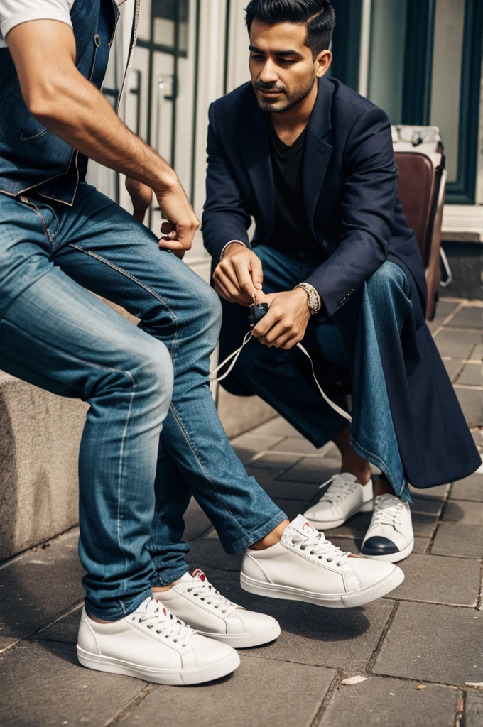 Man giving shoes to a woman 