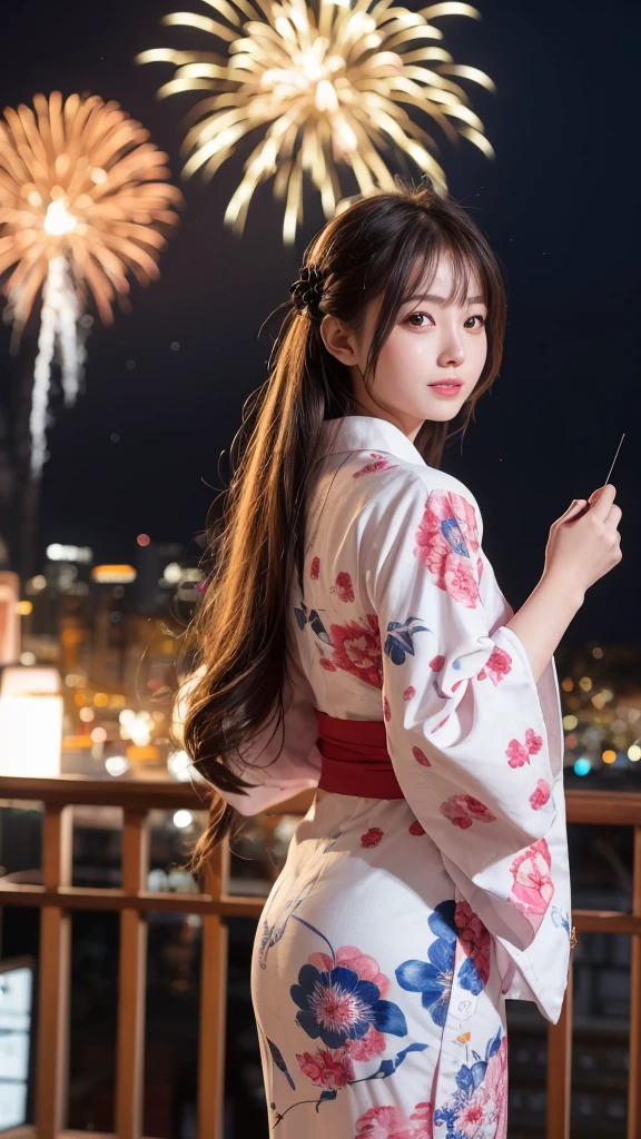 Watch the fireworks display、Girl in yukata