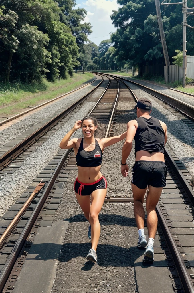 People running in railway tracks