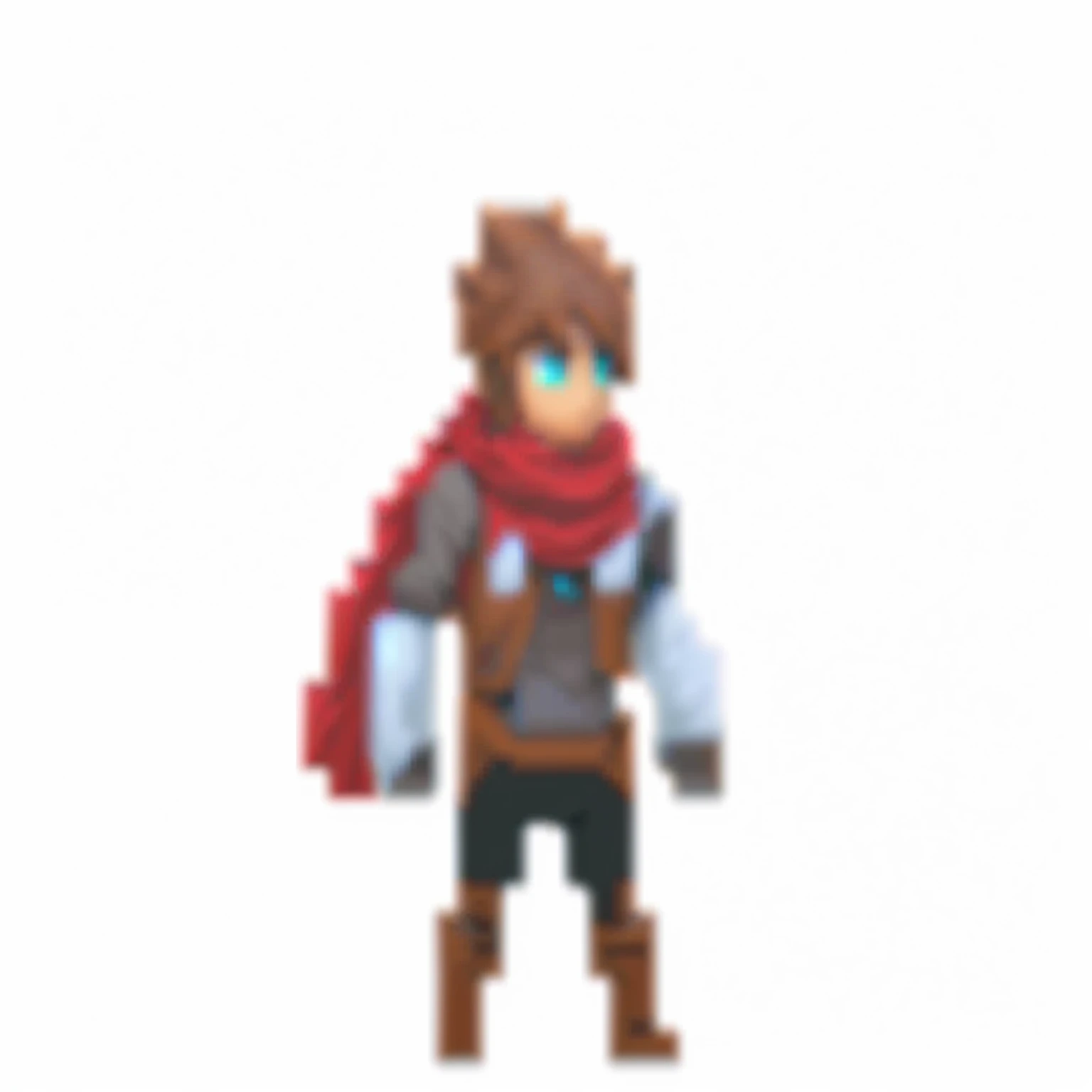 a close up of a person in a brown outfit with a red scarf, full body sprite, jrpg character, made in rpg maker, videogame sprite, visual novel sprite, rpg character avatar, pixel art sprite, rpg character, 2 d sprite, /r/pixelart, sprite 2 d, rpg game style, single character full body