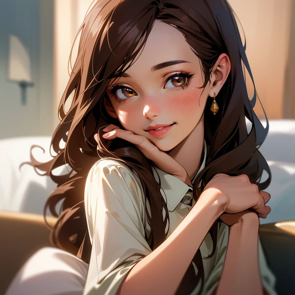 nsfw, (masutepiece, Best Quality), extra detailed face, Eyes with beautiful details, of the highest quality, brunette hair, Beautiful face, one girl