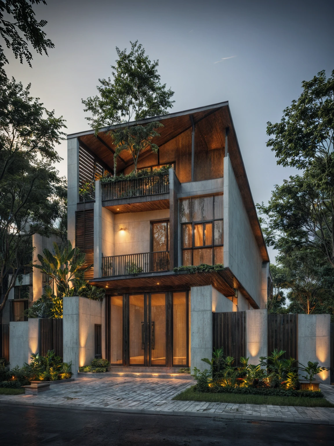 modern house, modern style, modern, dynamic (RAW photo, real, best quality, masterpiece:1.2), (hyper realistic, photo-realistic:1.2), high quality, (dark lighting:1.2), perfect lighting, archdaily, architecture digest award wining sustainable architecture, cinematic