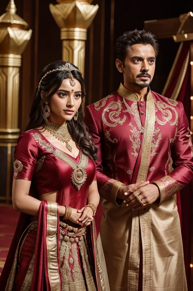In Avengers Vision marrying with Wanda like Hindus religion rules and regulations and Wanda wear saare with a little beauty and Iron man in traditional clothes jealous to see their wedding scene