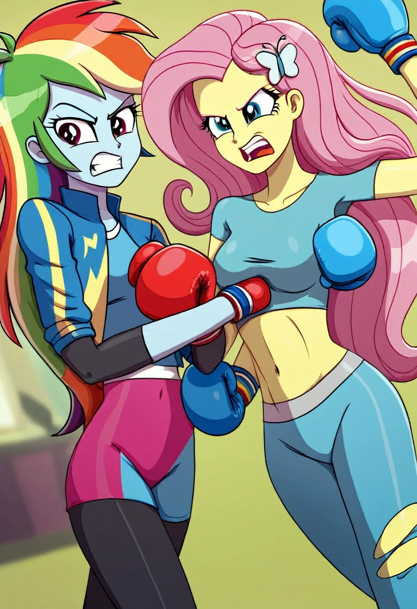 Eqg rainbow dash  bodystocking  boxing angry fluttershy 