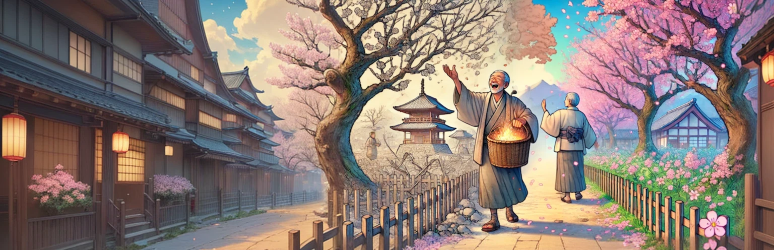 A man and woman walking down the street carrying lanterns, Traditional Japanese concept art, The art of Japan style, The blossoming road to heaven, Beautiful artwork illustration, Rob Ray and Kentaro Miura Style, Rob Ley and Kentaro Miura, Background artwork, Japanese words related to flowers, feudal japan art, Japanese illustration, Japanese painting, The art of Japan