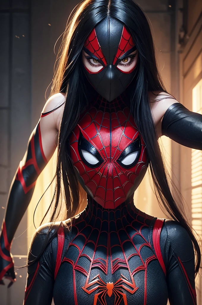 Transforming darkness into art, create an abstract & conceptual rendition of Spiderman and Harley Quinn, capturing his enigmatic personna. Embrace bold strokes, striking lines, and vibrant colors to convey the duality between hero and vigilante. Infuse the artwork with motion and energy, depicting Spiderman and Harley Quinn as an abstract force against a backdrop of shattered darkness. Illuminate his iconic symbol with luminous accents, showcasing the rebirth of hope amidst the shadows.