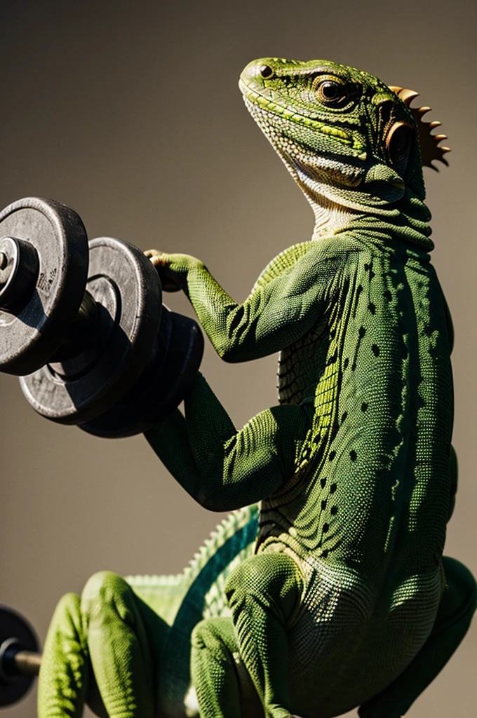 Lizard lifting weights