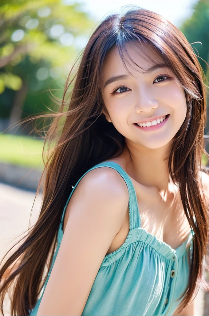 Image resolution 8K、masterpiece:1.3)、Beauty、1 female、(魅力的なbody:1.2)、abdomen:1.1、Dark Brown Hair:1.1、(body:1.2)、Ultra-detailed face、Attractive lips、double eyelid、For fashionable clothes、Super realistic and detailed and super cute、Japanese women、10th generation(18-year-old)、Smiling with a nice smile、Hair fluttering in the wind、color々Hair style、color々Facial expressions,
