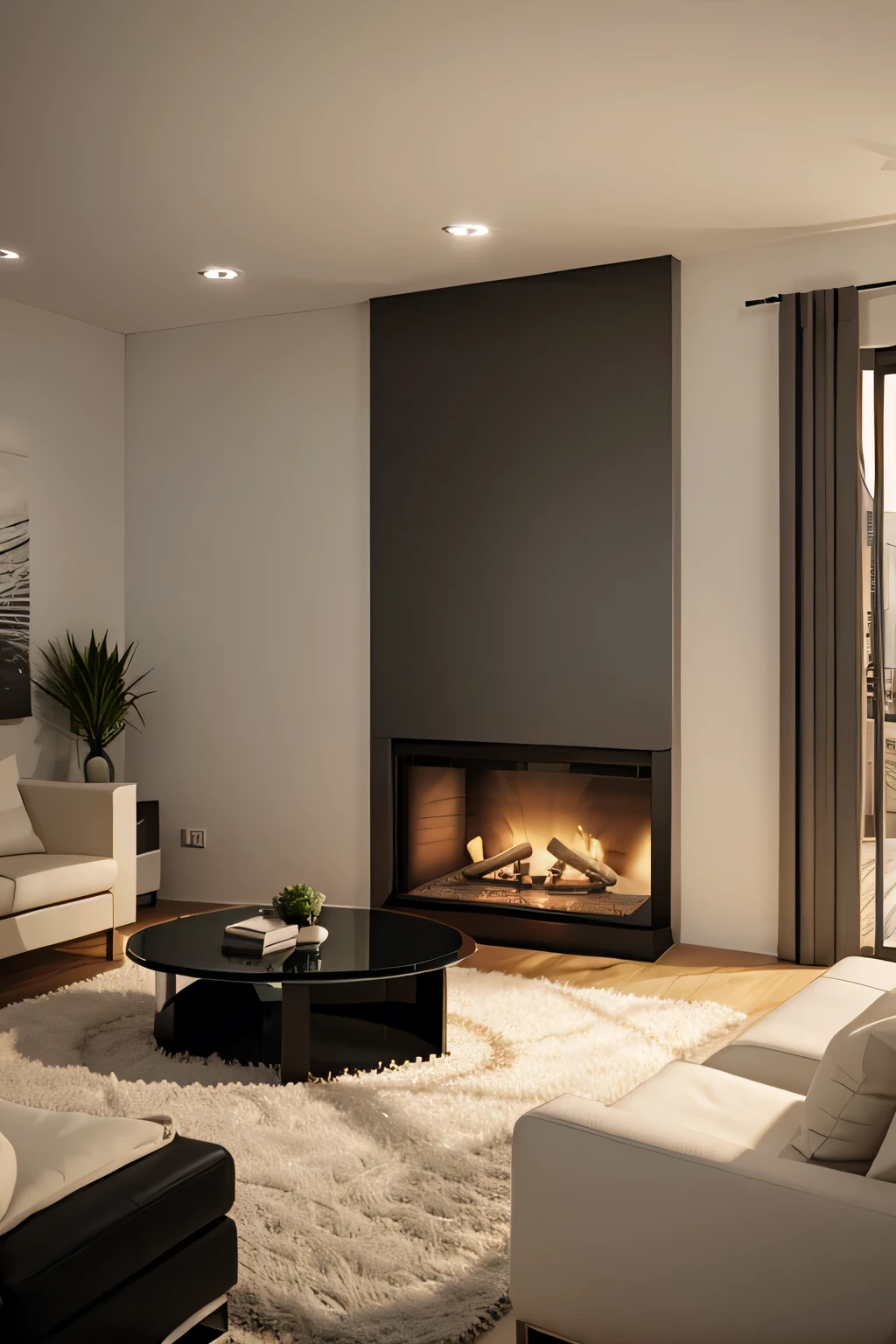 Professional 3d architecture rendering design of modern and minimal fireplace