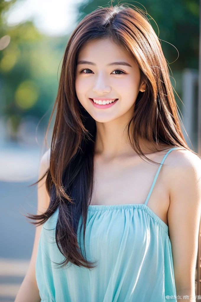 Image resolution 8K、masterpiece:1.3)、Beauty、1 female、(魅力的なbody:1.2)、abdomen:1.1、Dark Brown Hair:1.1、(body:1.2)、Ultra-detailed face、Attractive lips、double eyelid、For fashionable clothes、Super realistic and detailed and super cute、Japanese women、10th generation(18-year-old)、Smiling with a nice smile、Hair fluttering in the wind、color々Hair style、Unique facial expressions,