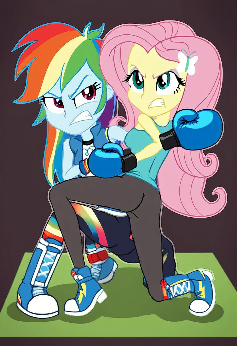 Eqg rainbow dash  bodystocking  boxing angry fluttershy 