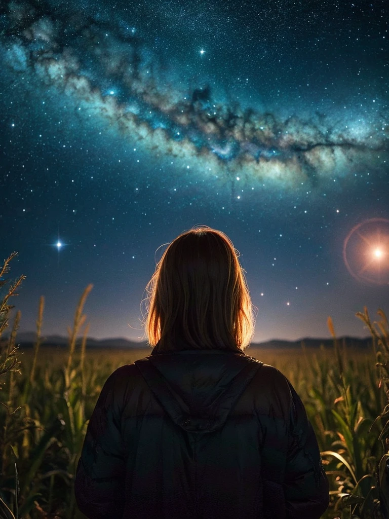 A mysterious person in the middle of the universe is looking at you, A fantastic atmosphere, 