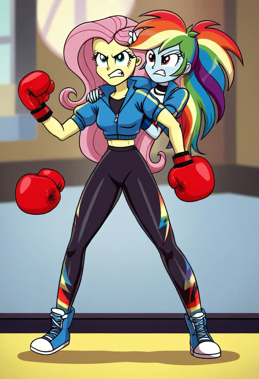 Eqg rainbow dash  bodystocking  boxing angry fluttershy 