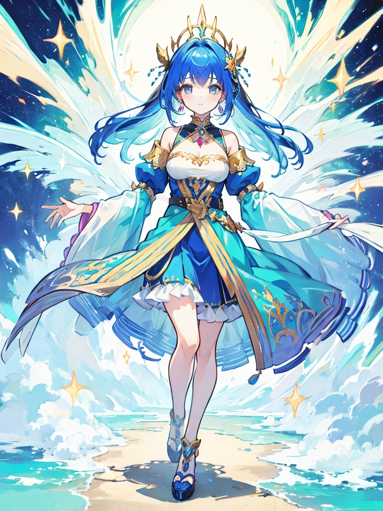 fantasy world girl with colorful hair, accessories, detailed clothes