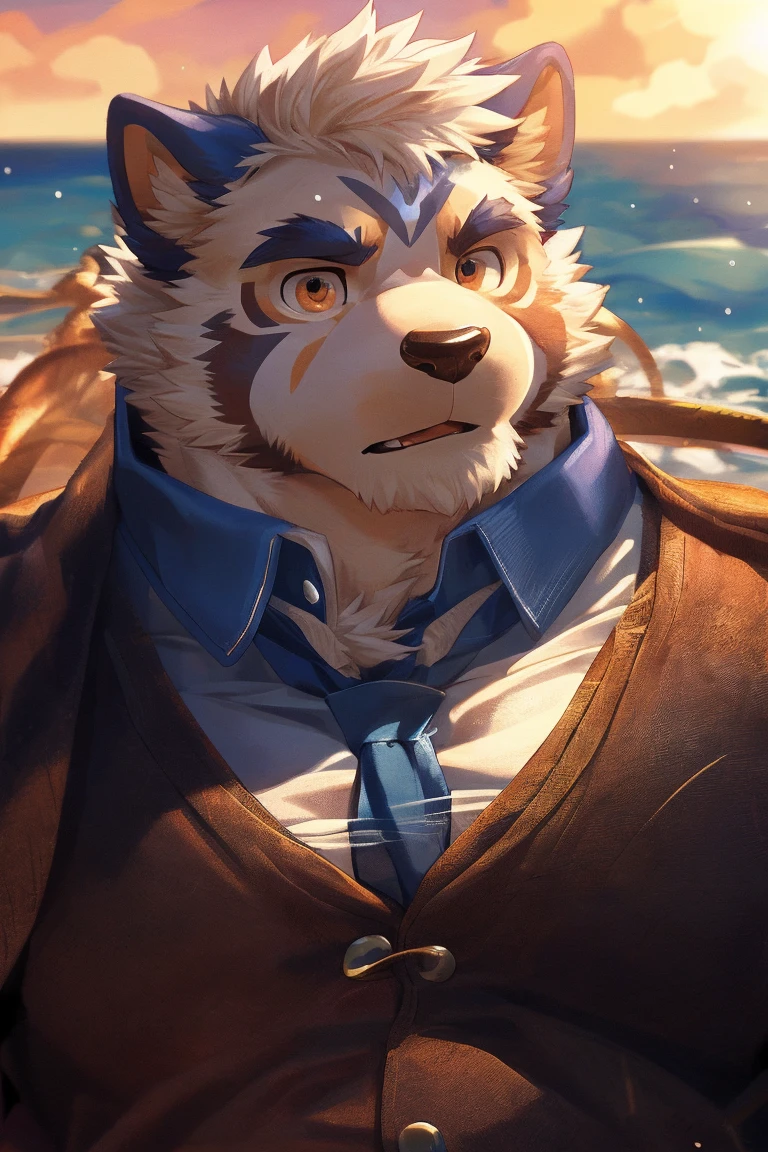 human nature, Wildlife, male,18 years old, solitary, ((Round Face, The face is plump,Orange eyes,Thick white hair,)), ((Endomorph, Handsome,enthusiasm)), (nude,action), ((domestic 犬, Dog Orc,) Fluffy fur, Fluffy), Bokeh, (high quality, high resolution, masterpiece), (Dynamic Lighting, Vibrant colors,Natural fill light), (Revitalize,Disdain,aggressive), Full body picture (close up), cartoon, author:Takemoto Arashi, From zixiong, By Chunni, author:Empty Ghost,(background:Sea,deep sea exploration,Tropical Fish)'