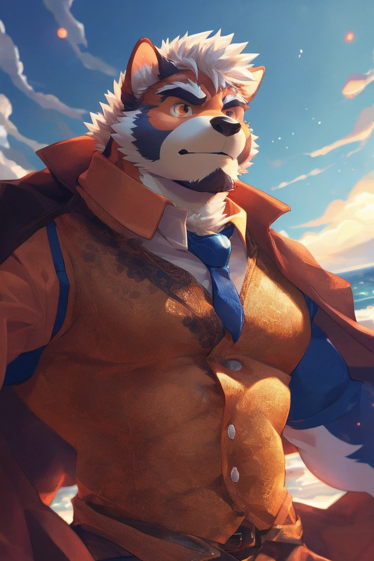 human nature, Wildlife, male,18 years old, solitary, ((Round Face, The face is plump,Orange eyes,Thick white hair,)), ((Endomorph, Handsome,enthusiasm)), (nude,action), ((domestic 犬, Dog Orc,) Fluffy fur, Fluffy), Bokeh, (high quality, high resolution, masterpiece), (Dynamic Lighting, Vibrant colors,Natural fill light), (Revitalize,Disdain,aggressive), Full body picture (close up), cartoon, author:Takemoto Arashi, From zixiong, By Chunni, author:Empty Ghost,(background:Sea,deep sea exploration,Tropical Fish)'