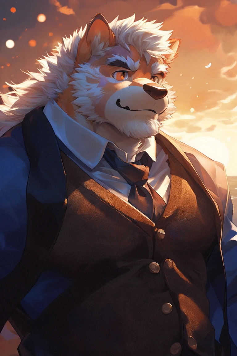 human nature, Wildlife, male,18 years old, solitary, ((Round Face, The face is plump,Orange eyes,Thick white hair,)), ((Endomorph, Handsome,enthusiasm)), (nude,action), ((domestic 犬, Dog Orc,) Fluffy fur, Fluffy), Bokeh, (high quality, high resolution, masterpiece), (Dynamic Lighting, Vibrant colors,Natural fill light), (Revitalize,Disdain,aggressive), Full body picture (close up), cartoon, author:Takemoto Arashi, From zixiong, By Chunni, author:Empty Ghost,(background:Sea,deep sea exploration,Tropical Fish)'