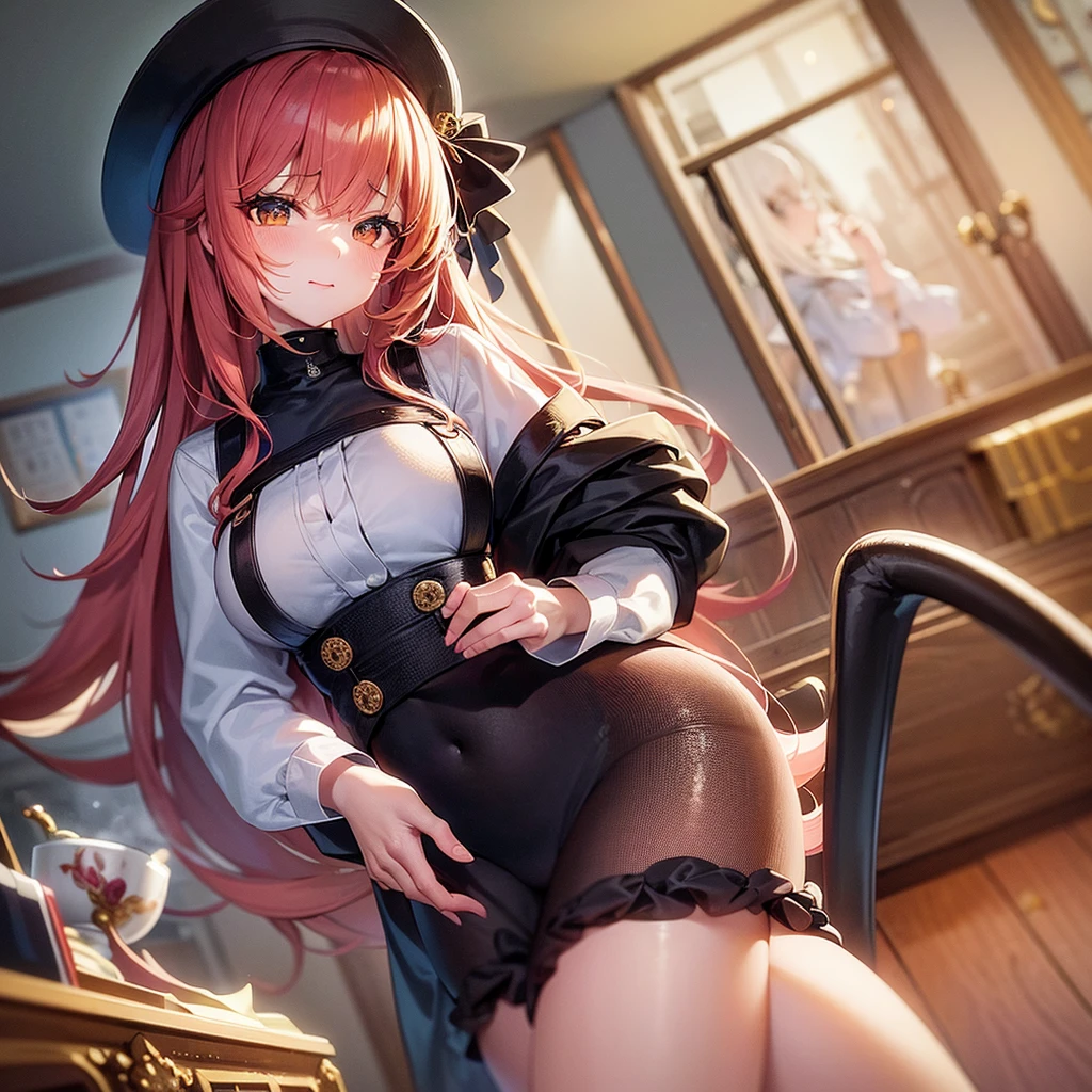 NSFW, sexy, erotic, a hyper-realistic anime-style girl VTuber with long, flowing hair and large, sparkling eyes is live streaming, sitting at her desk in an exquisitely detailed and cozy room adorned with intricate posters, plush toys, and various decorations. The desk is cluttered with streaming equipment illuminated by vibrant, colorful LED lights, creating a captivating and lively atmosphere. She is wearing an adorable outfit and holding a steaming cup of hot cocoa. The angle changes to an extremely dynamic and unique view, focusing intently on the surface of the hot cocoa, featuring an incredibly detailed and charming cute girl design as latte art, without a saucer. Her hand and part of her face are visible as she joyfully introduces the hot cocoa to her viewers. Elements of her live streaming setup, including a microphone, camera, and chat screen, are prominently displayed on the desk, alongside scattered mahjong tiles and a monitor showcasing an intense mahjong game stream. The background is rich with meticulously crafted items, enhancing the cozy and mysterious ambiance. The warm, inviting room light and vibrant LED lights provide a stunning contrast, creating a perfect balance of brightness and shadow. Every detail is rendered with the highest level of precision and clarity, showcasing the warmth of the scene and the allure of the hot cocoa with cute girl latte art, while emphasizing the thrilling mahjong game stream in the most breathtaking quality imaginable. The VTuber's enthusiasm and love for both hot cocoa and mahjong are vividly depicted, making her personality shine through in this extraordinary masterpiece. Enhance the overall resolution and detail to the highest possible level for a strikingly detailed and vibrant image.