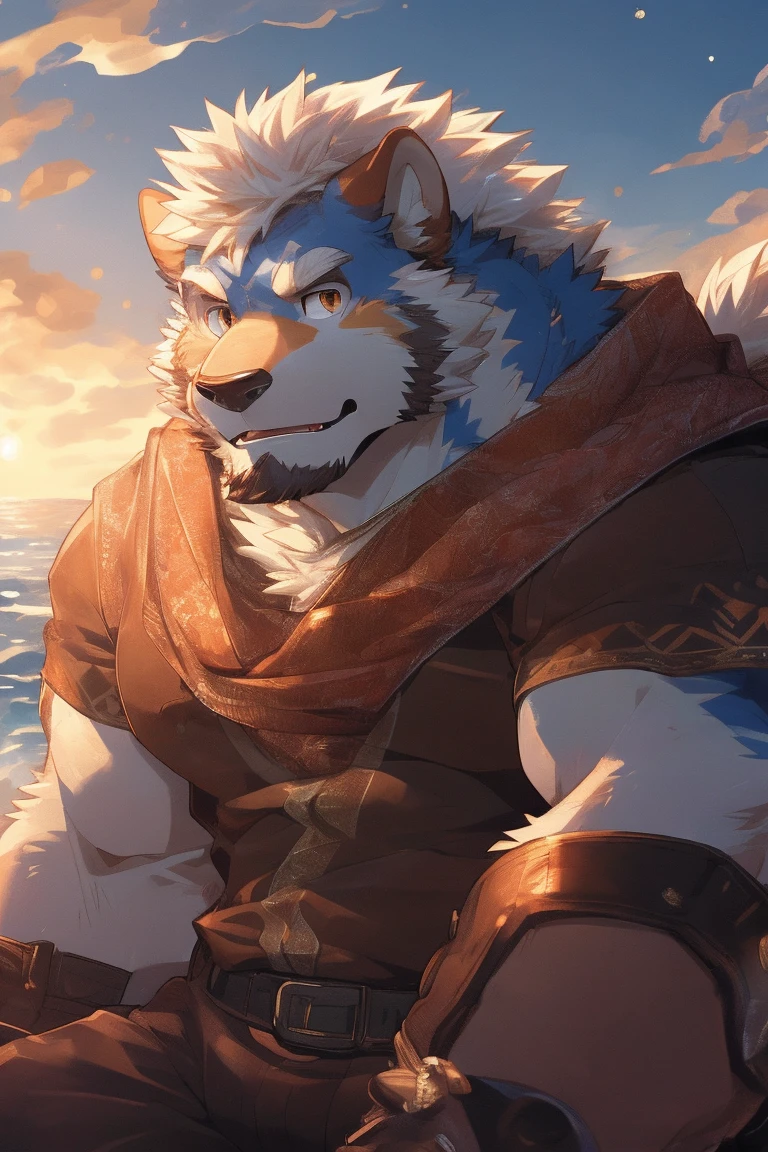 human nature, Wildlife, male,18 years old， solitary, ((Round Face, The face is plump,Orange eyes,Thick white hair，)), ((Endomorph, Handsome，enthusiasm)), （nude，action), ((domestic 犬, Dog Orc，) Fluffy fur, Fluffy), Bokeh, (high quality, high resolution, masterpiece), (Dynamic Lighting, Vibrant colors，Natural fill light), (Revitalize，Disdain，aggressive), Full body picture (close up), cartoon, author：Takemoto Arashi, From zixiong, By Chunni, author：Empty Ghost，（background：Sea，deep sea exploration，Tropical Fish）'