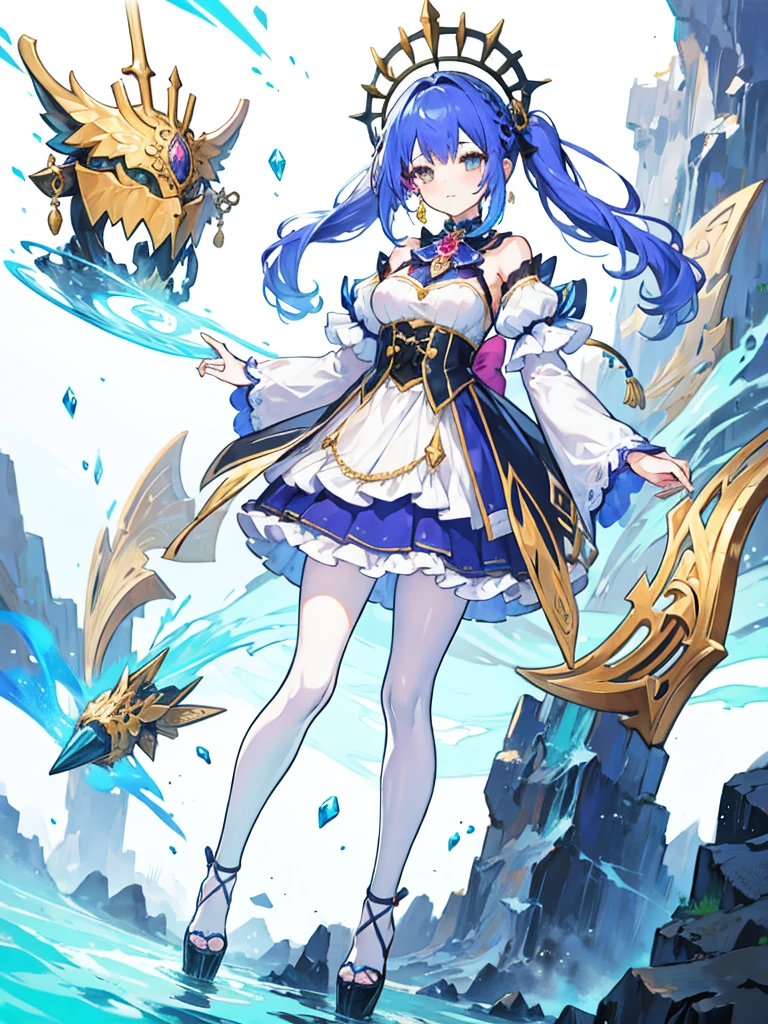 fantasy world girl with colorful hair, accessories, detailed clothes, pantyhose