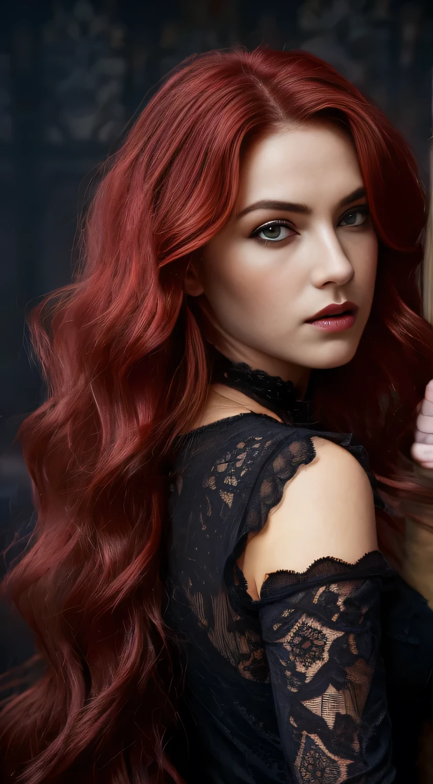 woman, solo, stripper, light red hair, dark grene eyes, detailed face, 
([Julianne Hough|Megan Fox|Christina Hendricks]:0.8), (puffy lips :0.9),
masterpiece, professional, high quality, beautiful, amazing, gothic, Getty Images, miko, giant,
photoshoot, 4k, realistic, detailed background, abhorrent, real life, by Walter Beach Humphrey, by Pierre Bonnard,
