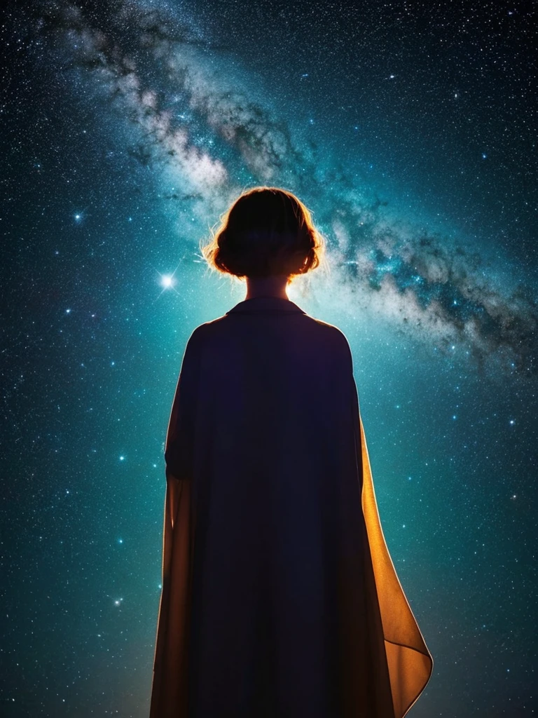 A mysterious person in the middle of the universe is looking at you,Humans can't see clearly,A fantastic atmosphere, Auric