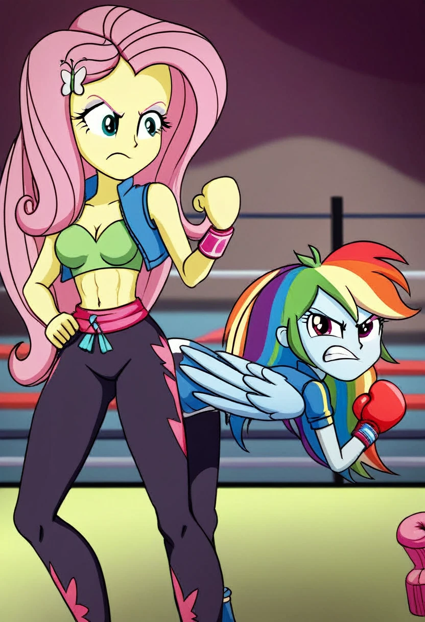 Eqg rainbow dash  bodystocking  boxing angry fluttershy 