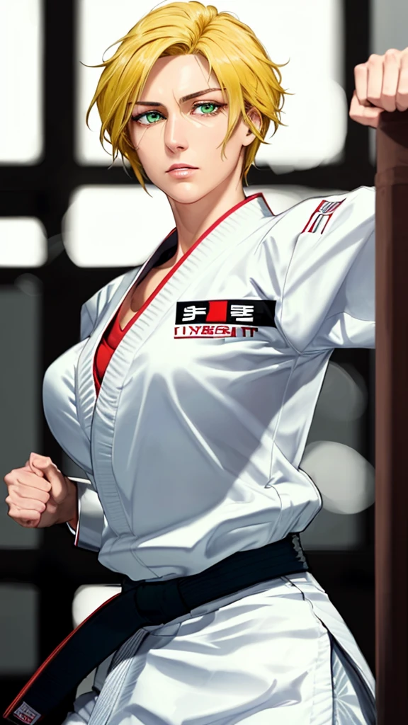 #Basic
A girl posing for a photo, (((One Girl))), (((Baby Face:1.4)) + ((cute:1.4)) + (())),
break
#Clothing Accessories
((judo:1.5)) : Long sleeve,
((Open Finger Gloves)),
break
#Features
((Blonde:1.2)) + ((Wild Bangs)) + ((very long transverse hair)) + ((short hair : Short Hair + Curly hair + Wild Hair:1.4 + Voluminous Hair + Braiding)),
((Droopy eyes:1.4, Big eyes:1.2), blue eyes), (Small breasts:1.2), (中立的な顔のFeatures), (Tanned dark skin:1.4),
break
#background environment
((Fighting Arena, Illuminated ring)),
#Facial Expression Pose
((Serious face, Glare, shout, Open your mouth:1.2)), ((punching, Punch as hard as you can at the camera)),
#composition
((Angle from the front:1.2, Cowboy Shot)),
break
#Body parts elements
(Slim figure),
(Symmetrical facial features),
(Detailed Hair, Beautiful Hair, Shiny Hair),
(double eyelid, Long eyelashes, Thin eyebrows:0.5, Thin eyebrows:0.5),
(Expression of fine eyes, Beautiful and delicate eyes, Sparkling eyes, Eye Reflexes, Glitter Eyeliner),
(Human Ear),
(Beautiful Nose, Thin Nose),
(Glossy Lips, Beautiful Lips, Thick lips),
(Textured skin, Detailed skin, Textured skin, Beautiful Skin, Oily skin),
break
#quality
(((最高quality)), ((masterpiece:1.3)), ((Very detailed))), ((Ultra-high resolution)), ((16K)), ((1080P)), ((Full HD)),
((Anatomically correct)), ((Realistic)), (3DCG), ((Oil painting)),
((comics, anime)), (CG illustration), (RAW Photos),