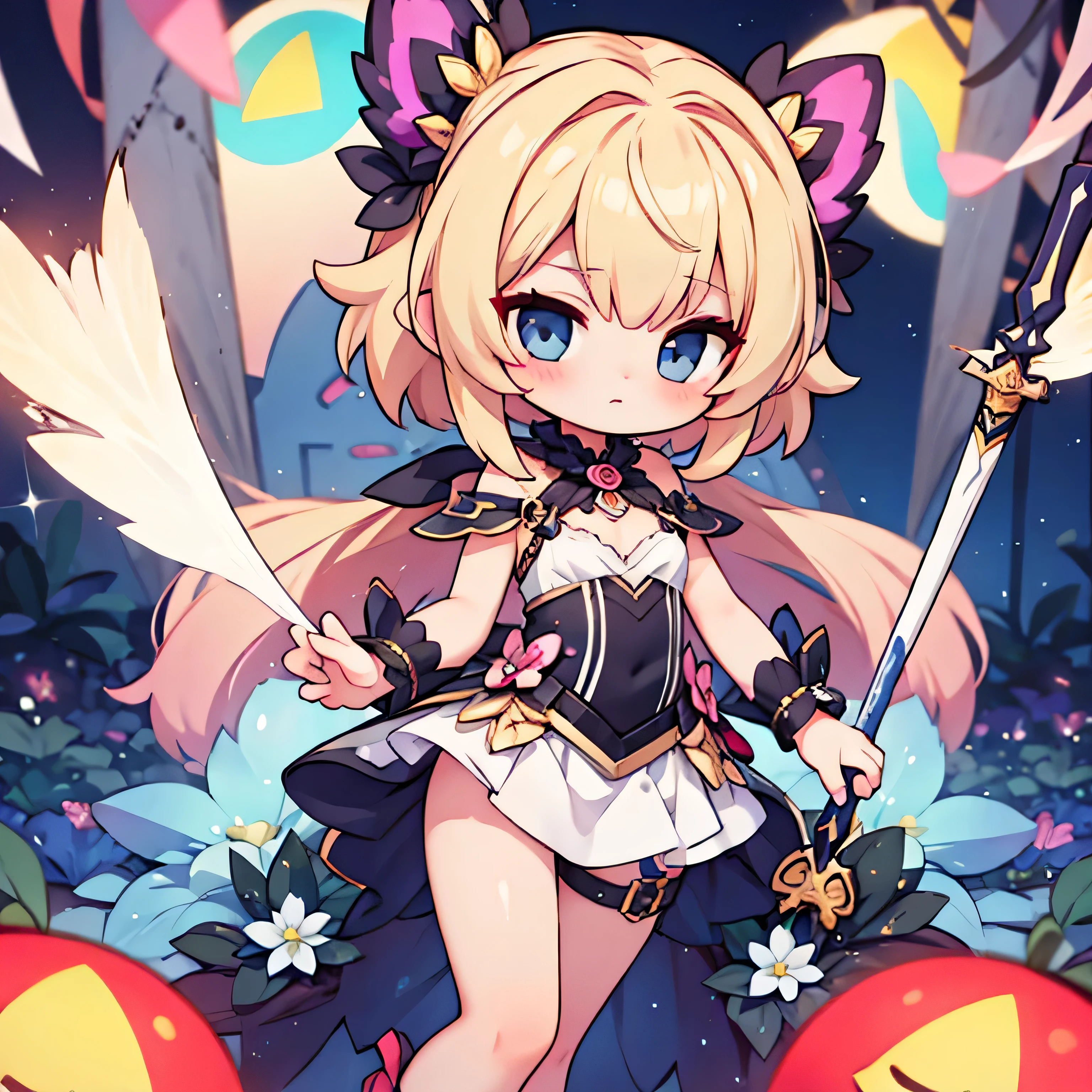 chibi, sexy fairy,night, neon,,masterpiece, best quality, ultra-detailed, illustration,1girl, looking at viewer, best quality,depth of field,