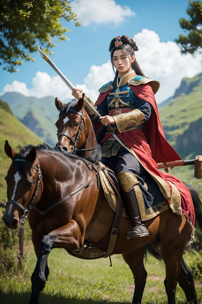 Anime Three Kingdoms Ma Chao Battle Scene Horseback Spear