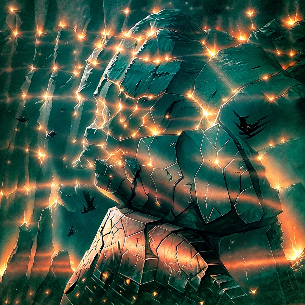 A highly detailed, cinematic combat space fantasy scene, a lone space wanderer exploring an eerie, shadowy Jurassic planet, dramatic lighting, photorealistic, masterpiece, 8k, hyper-detailed, dark, moody, dramatic, atmospheric, ominous, dramatic lighting and shadows, intricate alien foliage, massive towering dinosaur skeletons, futuristic space suit, glowing energy weapon, rugged terrain, post-processing, cinematic