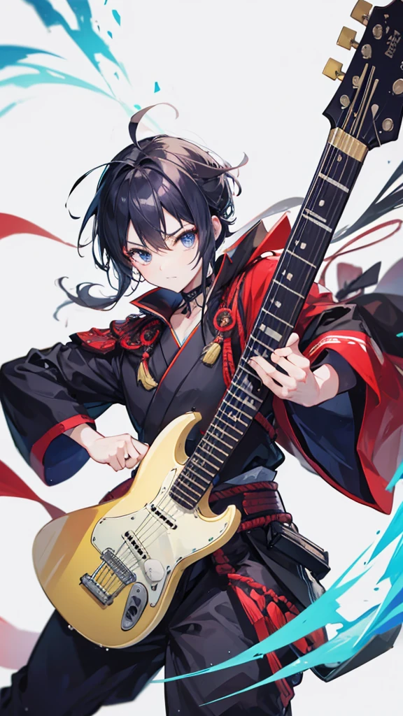 A samurai playing an electric guitar