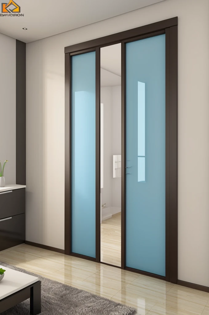 Professional 3d architecture rendering design of modern and minimal partition door for interior design
