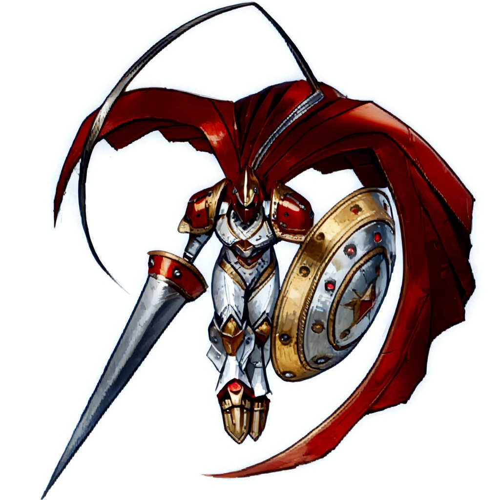 (best quality,4k,8k,highres,masterpiece:1.2),ultra-detailed,(realistic,photorealistic,photo-realistic:1.37),Digimon Gallantmon,digital art,intricate details,knight armor,red and white color scheme,glowing energy aura,heroic pose,fantasy landscape background,dramatic lighting,dynamic composition