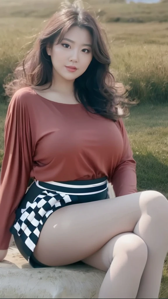 Close-up of a woman sitting on a bench by the sea, tall and big,Slightly fat,Wear tight, simple clothing, Black top, wearing Tight shirt, Tight shirt, Sexy :8, Sexy girl, Thickness, Charming and seductive, Curved model, Tights, Wearing a cute top, Tights, Beautiful lady, Attractive girl, Asian Girls, Stunning beauty
