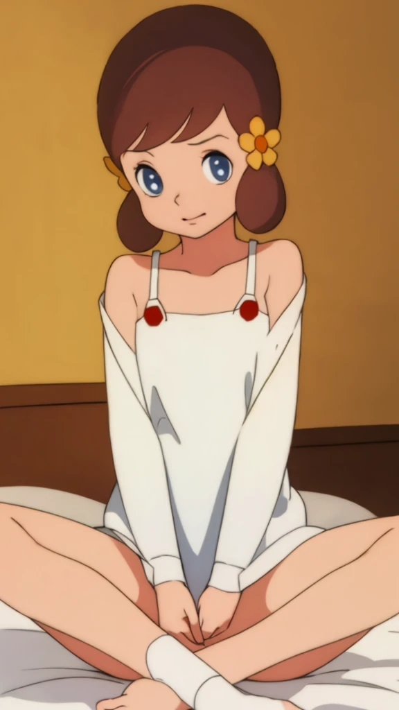 masterpiece, best quality, 独奏, 1girl,
chappy,、Sit on the bed、Spread your legs、With legs spread、Remove your bra、Embarrassed expression、