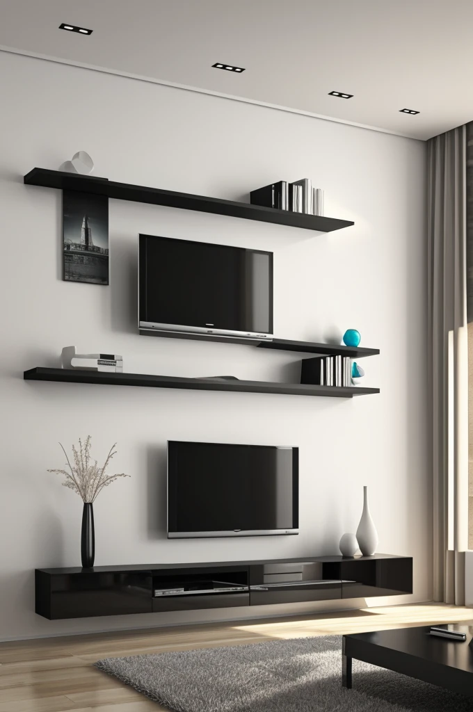 Professional 3d architecture rendering design of modern and minimal tv wall
