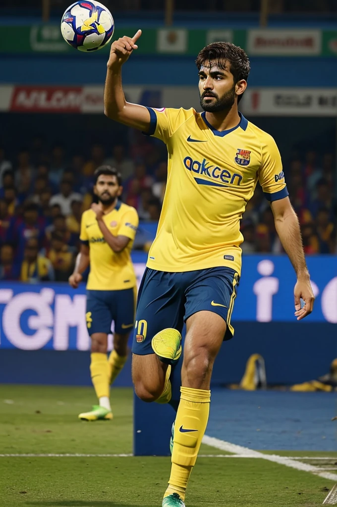 Iam  taking a free kick in kerala blasters 
 opponent team  is Barcelona 