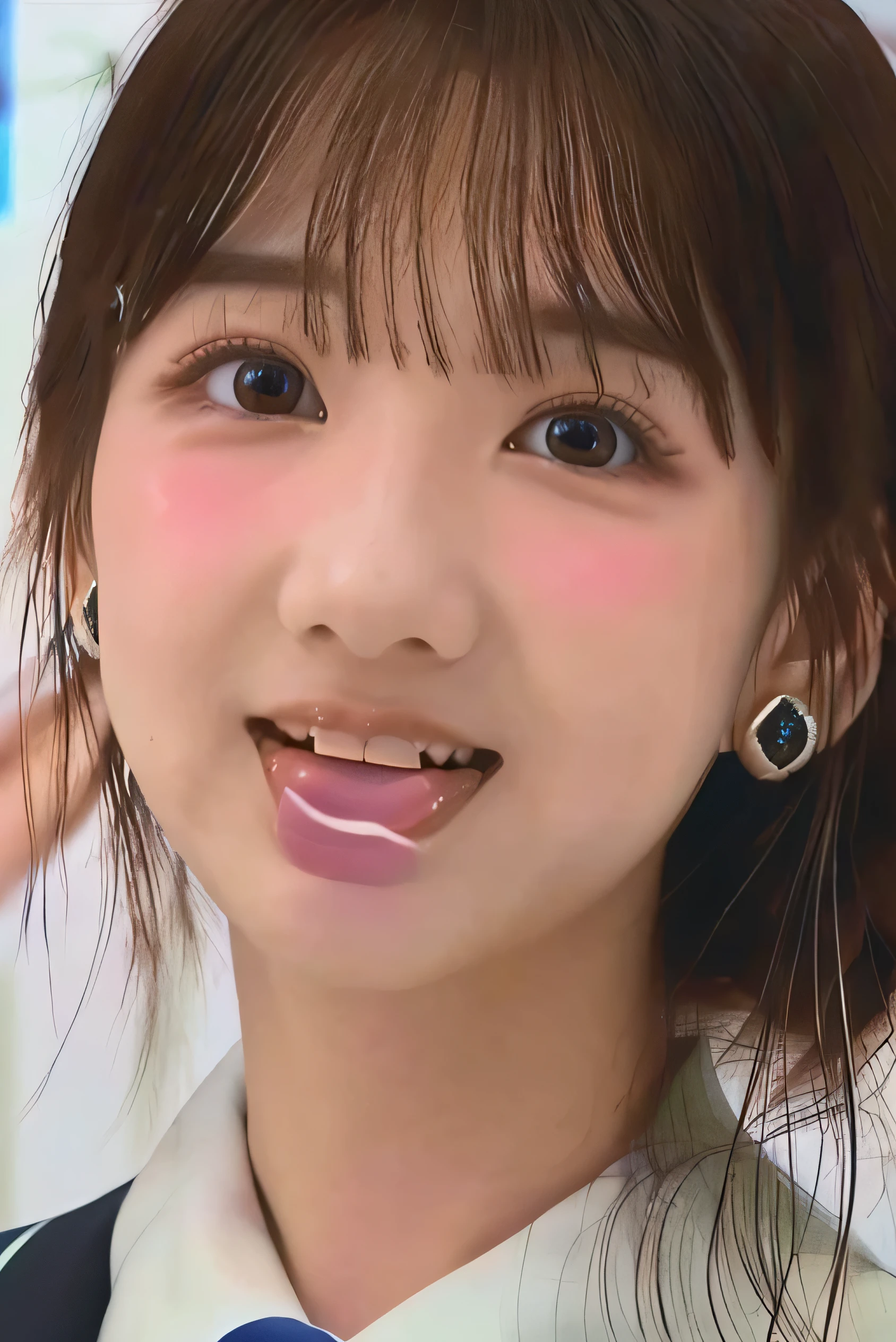 (Highest Resolution, clear_Image 1.2) 、(Beautiful girl with golden ratio face)、(-yeld gi、(Very lively eyes、wolf eyes 1.2)、wonderful, Tabletop, Attention to detail, Lip gloss、(((Twin-tailed rabbit style)))、Very beautiful girl、 alone, Beautiful girl like a model、(Long sleeve sailor suit、Very fine pleated scarf, Beautiful and exquisite, Attention to detail nose,((((Licking tongue)))、Top quality photo masterpiece、Incredible photo realism、Surrealist female portraits by David Hockney and Alphonse Mucha,(((Looking into the camera)))、((((Serious Eyes)))、(((Add highlights to the eyes)))、(((Looking into the camera)))、幸せそうにsmile,Perfect Makeup,smile,(14-year-o gi(Veryvely eyes、wolf eyes 1.2)、
