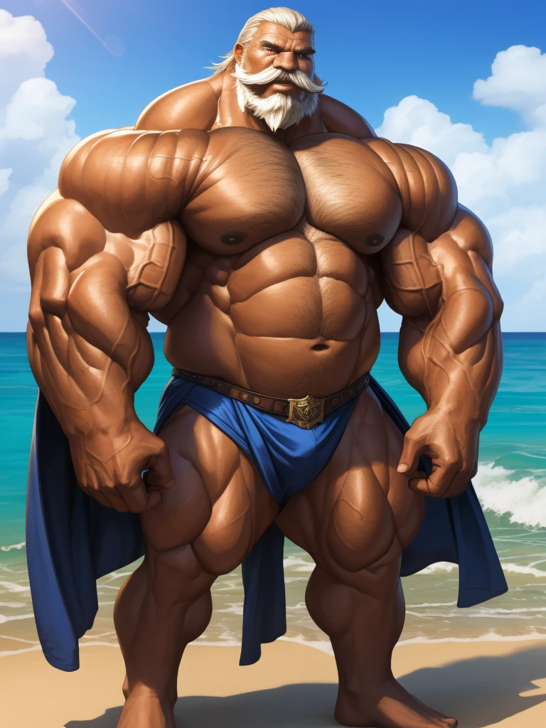 realistic, hyper realistic, detailed muscle, old man, long beards, thick mustache, good anatomy, masterpiece, art winner, beach, extremely huge muscular, massive muscular, full-body, well-muscled old man. ((extremely muscle size, super thick arms, huge pec, extremely wide pectoral , huge arms)). and add details to make it attractive and interesting. Add textures and details to make the image more realistic, Make sure the resulting image is high resolution, 8K quality."