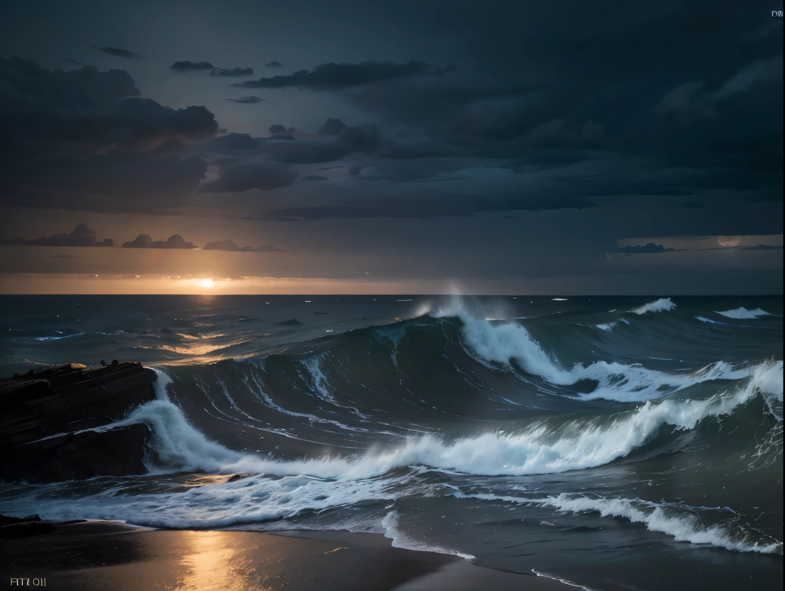 a beautiful full moon over a serene ocean, waves crashing against the shore, a stunning coastal landscape, dramatic sky with clouds, dramatic lighting, photorealistic, cinematic, highly detailed, 8k, hyper realistic, digital art, matte painting, concept art, dramatic lighting, moody atmosphere, vivid colors, (best quality,4k,8k,highres,masterpiece:1.2),ultra-detailed,(realistic,photorealistic,photo-realistic:1.37),dramatic lighting,moody atmosphere,cinematic composition,awe-inspiring,breathtaking
