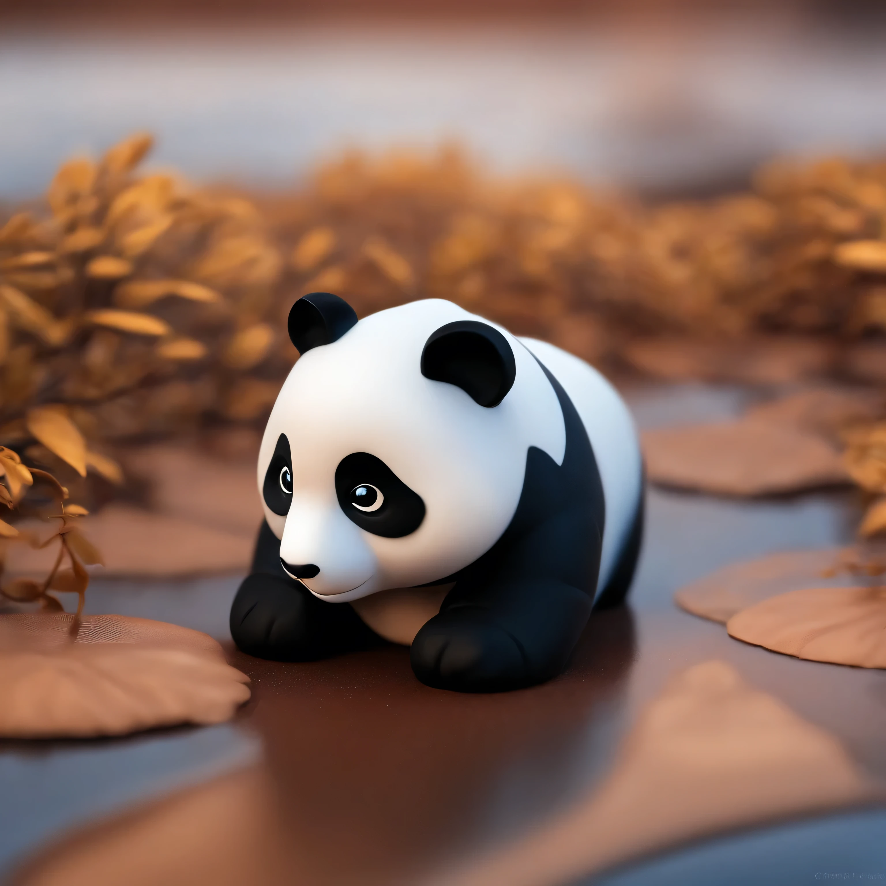 work of art, best qualityer,Blind box toy style, ghibli-like colors, From the side, atmospheric perspective, f/1.8, ultra HD, work of art, precise, high détail, high qualiy, high resolution, a panda brooding, brooding, Hands folded, Chinese auspicious clouds, around, flowing,