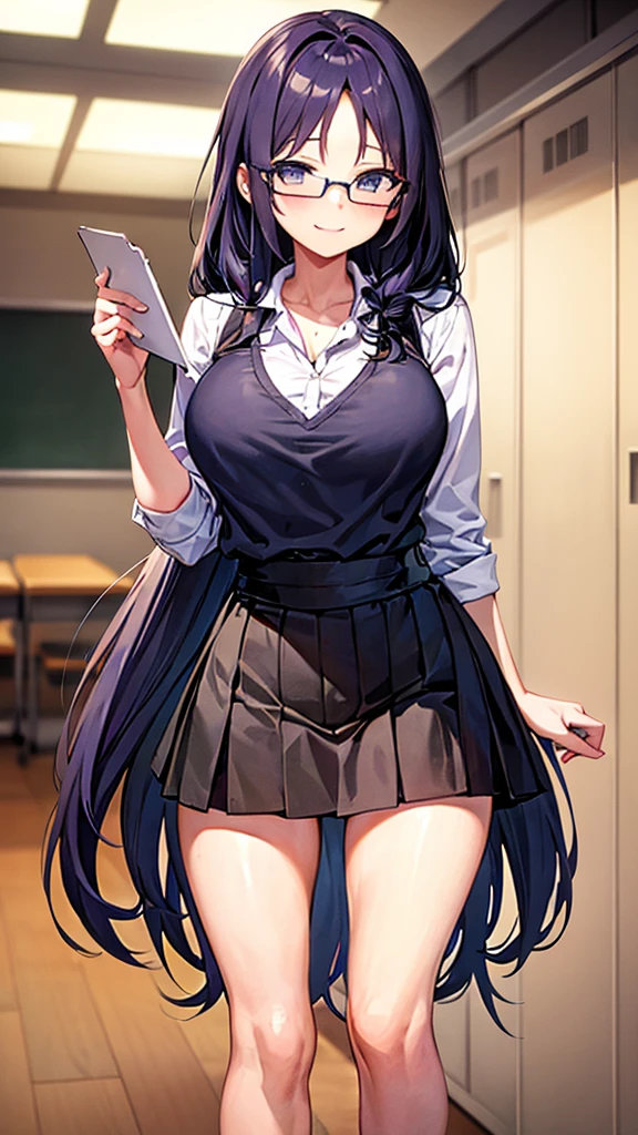 high quality、２０generation((whole body、woman、Black and white long hair、Short shirt with a hem、stomach、I have a pen、Long skirt、Flipping、Pants with purple ribbon、Panties in full view、Clothes are not taken off、Erotic)) background((Whiteboard))Written boundary depth、beautiful
