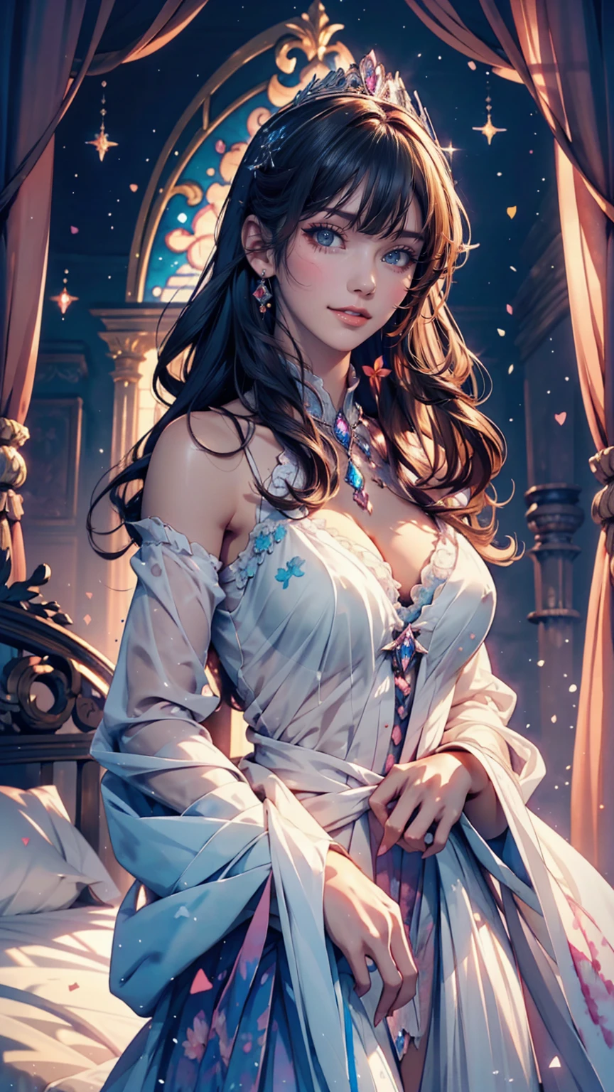 Perfectly structured, (watercolor), Digital Illustration, Anime Style, Mysterious Princess of Darkness, Very detailed, Volumetric lighting, Cute pastel colors, Dynamic configuration, Crisp, clear images, (delicate, Majestic:1.2), Beautiful beyond words,