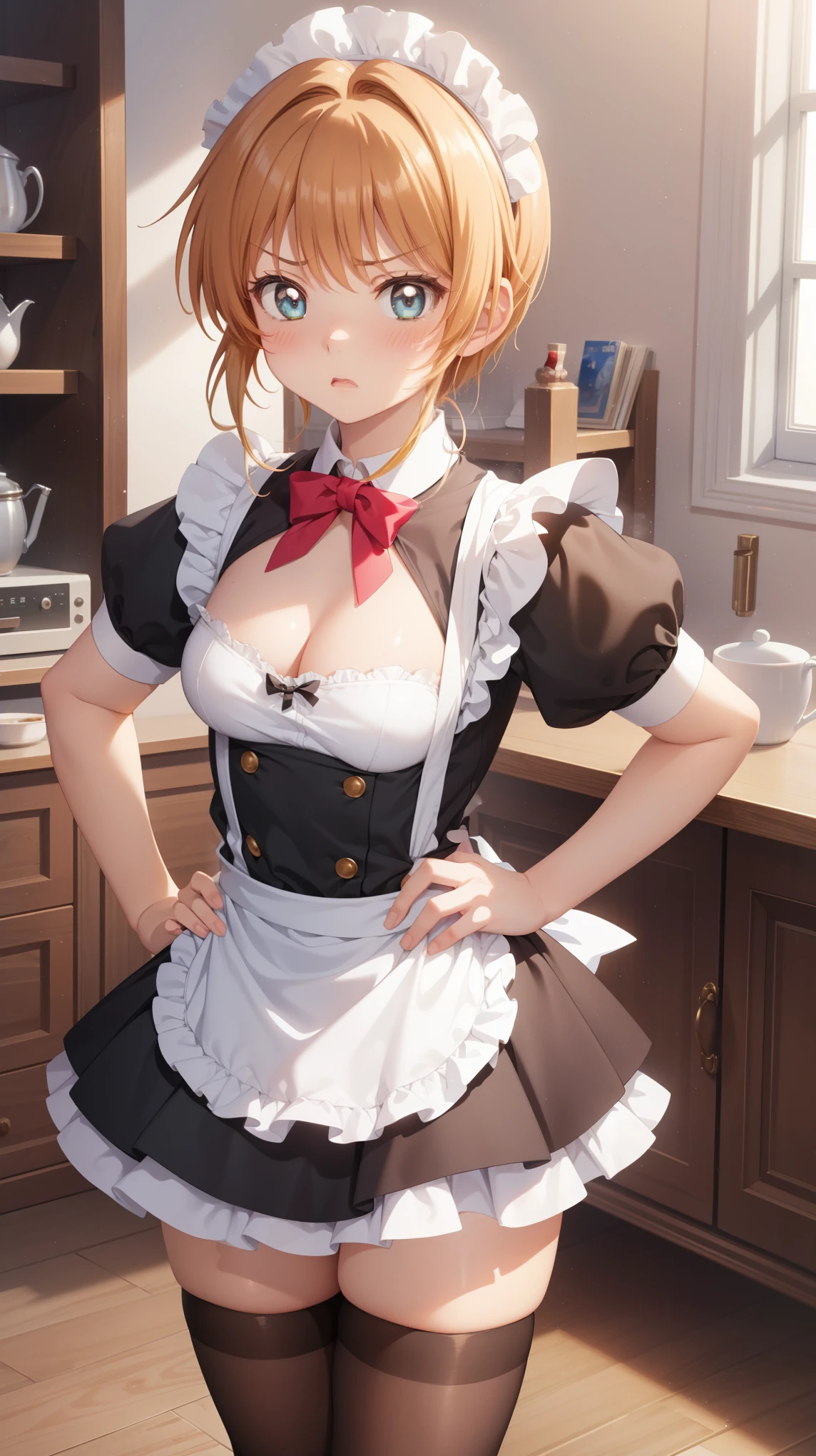 anime, beautiful face, highly detailed face, detailed perfect eyes, perfect hair, perfect lips, accurate arms, accurate hands, perfect legs, perfect shoes, highly detailed background, front lighting, perfect lighting, full body, 1girl, solo, ruby hoshino, ruby, oshi no ko, heels, blonde hair, thighhighs, absurdres, high res, ultrasharp, 8k, masterpiece, looking at viewer, in a maid cafe, restaurant (sexy pose:1.2), (full body:1.3), waitress, maid mini skirt, body at an angle from viewer, looking back over her shoulder, view from behind, ass view, reverse cowgirl position, riding position, cowgirl position, revcowgirl, mouth wide open, steam coming from mouth, heavy breathing, blushed, going to cum, jizz, very wet, blushed, naked, nsfw, breasts